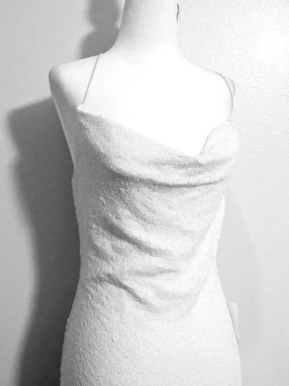 B. Darlin White Sequin Party Evening Cowl Neck Bodycon Dress - Picture 3 of 4